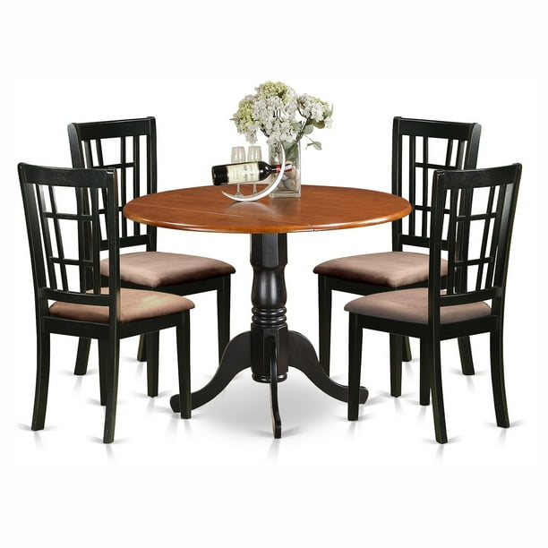 East West Furniture Dublin 5 Piece Drop Leaf Dining Table Set With Nicoli Microfiber Seat Chairs Walmart Com Walmart Com
