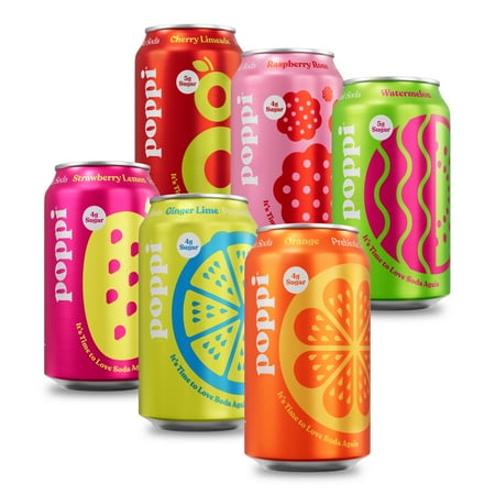 Poppi Prebiotic Soda Fun Favs Variety Pack 12 Pack 12 oz(( 07/30/2027))