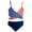 Stripes Stars Flag, variant on Girls One-Piece Swimsuit, Pastel Tie-Dye Crisscross Straps Bathing Suit, Summer Beach Swimwear for Kids
