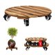 thumbnail image 1 of Idzo Combo Macetero redondo rodante de madera de acacia de 12 y 14 pulgadas para macetas Soporte para plantas resistente con ruedas bloqueables 360 Carrito de capacidad de 264 libras para uso en inter, 1 of 1