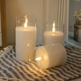 thumbnail image 3 of Velas sin llama COVEGE de cristal blanco puro con mando a distancia, juego de 3, 3 of 7