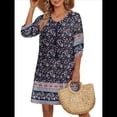 thumbnail image 3 of Vestido Informal de Verano para Mujer, Estilo Bohemio, con Borlas y Cuello Anudado, Larga 3/4, Estampado Floral Corto Tíbet S, 3 of 8