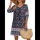 thumbnail image 3 of Vestido Informal de Verano para Mujer, Estilo Bohemio, con Borlas y Cuello Anudado, Larga 3/4, Estampado Floral Corto Tíbet M, 3 of 8
