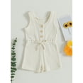 thumbnail image 3 of Hirigin Toddler Baby Girl Summer Clothes Ribbed Sleeveless Button Down Tank Top Short Jumpsuit Rompers One Piece Outfit, 3 of 8
