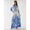 thumbnail image 4 of Printed Long Sleeve Maxi Dress with Belt, 4 of 7