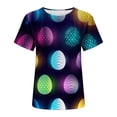thumbnail image 5 of Daisyyozoid Chandail de Pâques Drôle pour Femmes, Imprimé d'Oeufs Colorés, Blouse Décontractée et Amusante à Manches Courtes, 5 of 5