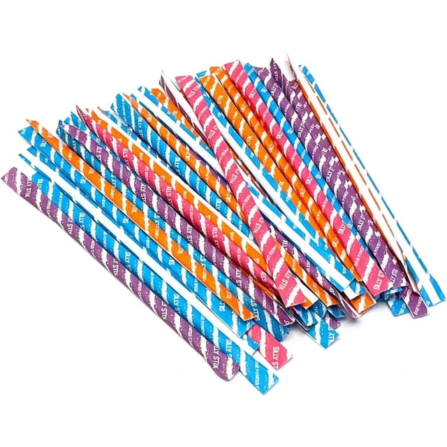 500 Pixy Silly Stix Sugar Candy Straws - Cherry - Blue Raspberry - Grape - Orange