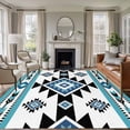 thumbnail image 2 of Rectangle Area Rug 6x9ft,Retro Black White Bohemian Pattern Washable Carpet Non-Slip Runner Accent Rugs Indoor Floor Mat for Bedroom Living Room Decor,Classic Geometric Art, 2 of 9