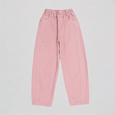 Krdevn Girls Cargo Pants Casual Elastic Waist Jeans for Everyday Wear Comfortable Spring Summer Outfits Toddler To 5-6 Years