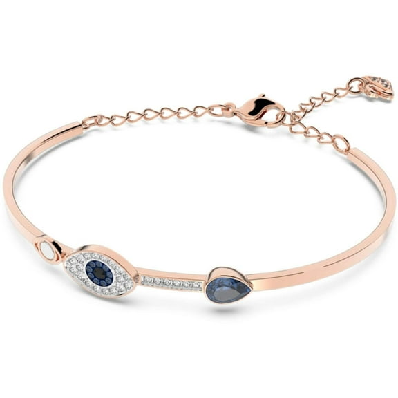 SWAROVSKI Women's Symbolic Evil Eye Bangle Bracelet, Blue Crystal, Mixed Metal Finish, Medium