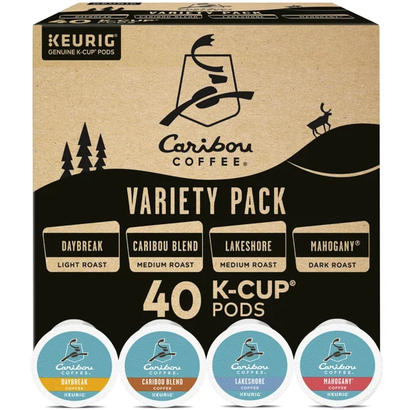 Caribou Coffee - Single Serve K-Cup Pods Variety Pack - 40 Ct