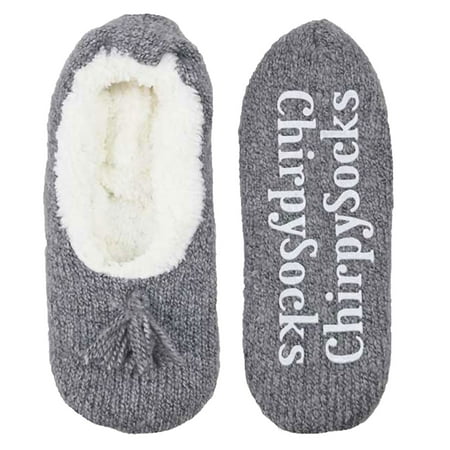 

Adult Size Large Fuzzy Cozy Fancy Yarn Slippers Non-Slip Lined Socks 1 Pair Charcoal