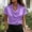 Purple, variant on Qulqfy Holiday Blouses for Women Dressy Silk Green Satin Cowl Neck T-Shirt Collared Short Sleeve Shirt women's Tops L