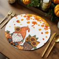 thumbnail image 2 of Gnome Sunflower Round Braided Placemats Set of 8, Thanksgiving Pumpkin Heat Insulation Place Mats Washable Non-Slip Table Mats for Kitchen Dining Party, 15 Inches, 2 of 9