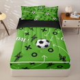 thumbnail image 2 of Homewish Green Soccer GOAL Zipper Twin Comforter Sets with Fitted Sheet and 2 Pillowcases, Lighnting Zipper Bedding Set for Boys and Girls, Black Reversible, 4pcs, 2 of 6
