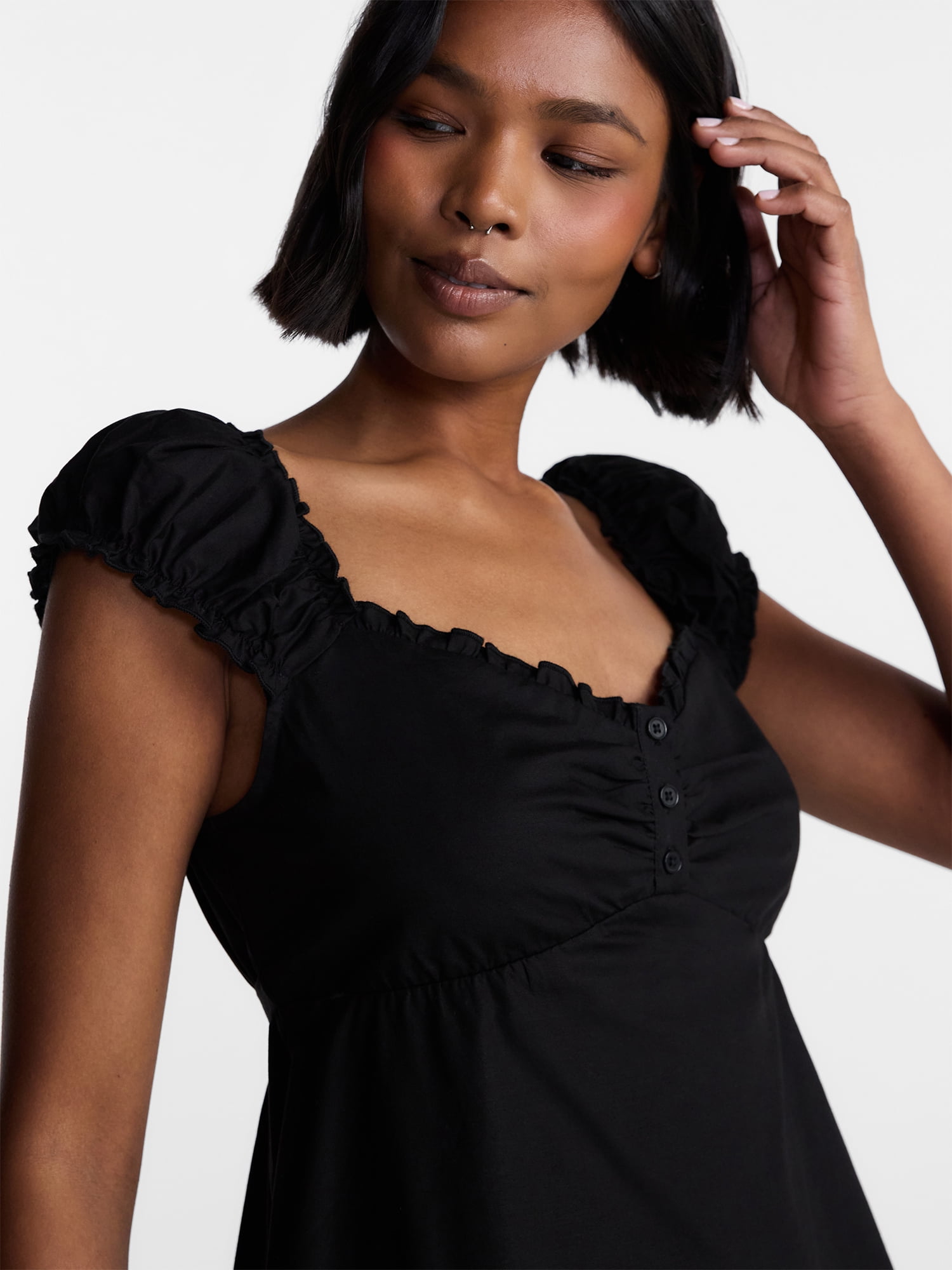 No Boundaries Poplin Fit and Flare Mini Dress, Women's XXS-XXL