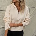 thumbnail image 2 of Women's half-zip hooded sweatshirt, loose fit, fashionable fleece sweatshirt, 2 of 5