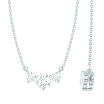 Rosec Jewels 0.50 CT Certified Moissanite Three Stone Necklace for Women (D-VS1 Quality), 18K White Gold