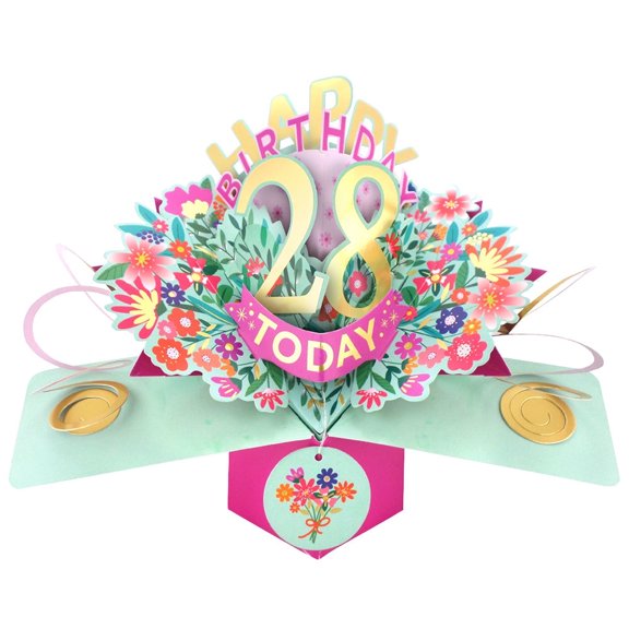 Happy 28th Birthday 28 Today Pop-Up Greeting Card Love Kate's Pop Up Cards Her