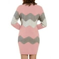 thumbnail image 3 of Women's Autumn And Winter  Striped Printed Chunky Knit Sweater Dress, 3 of 5