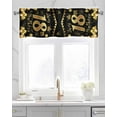 thumbnail image 2 of 18th Birthday Linen Curtain Valance for Bedroom/Bathroom/Kitchen/Living/Dining Room Window,Happy Birthday Cake Firework Ribbon Gold Black Pocket Topper Drapes Decorative Cafe Drapery Panel 60"x18", 2 of 6
