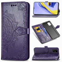 Dteck Case For Samsung Galaxy A51 5G (6.5 inch), Magnetic Retro Pattern Flower Leather Wallet Case Shockproof Card Holder Kickstand Protective Flip Cover ,Purple