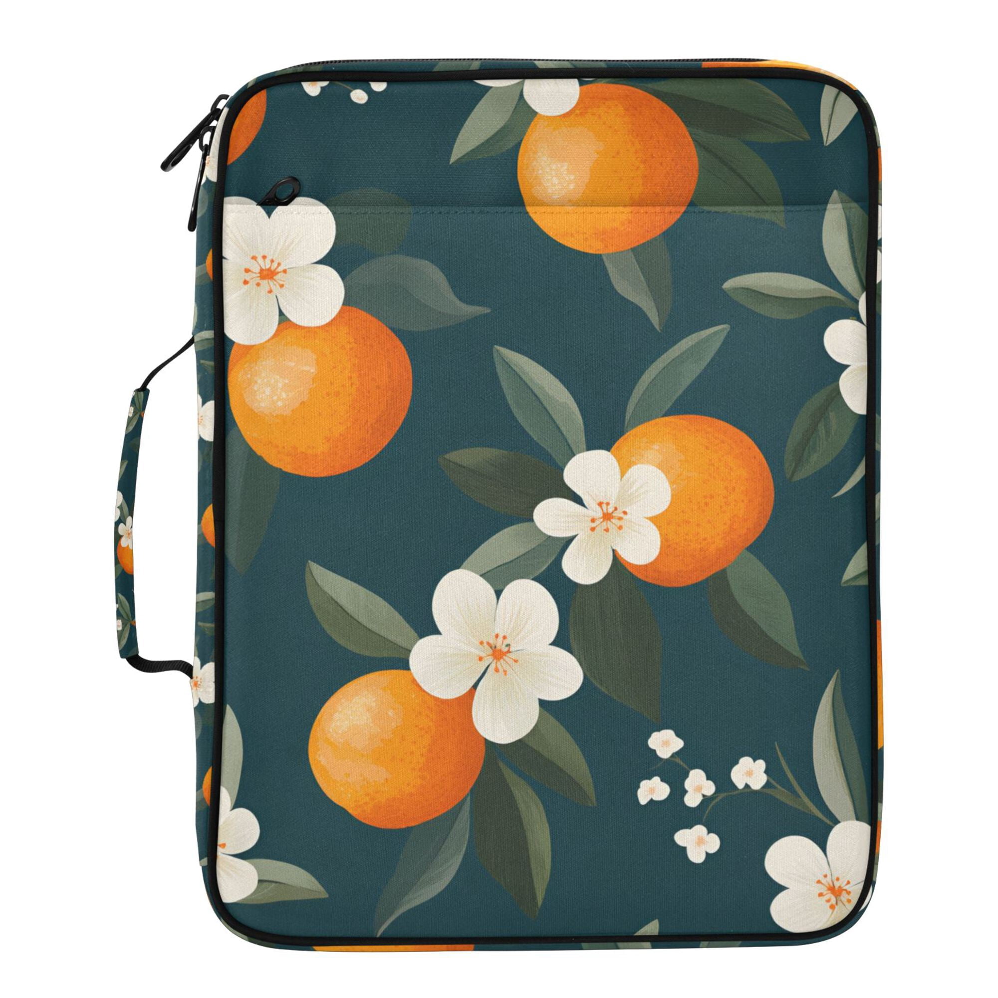 FORMRS Accordion File Folder A4 Size 7-Pocket Expanding Document Organizer Bag with 3 Ring Binder, Floral Oranges