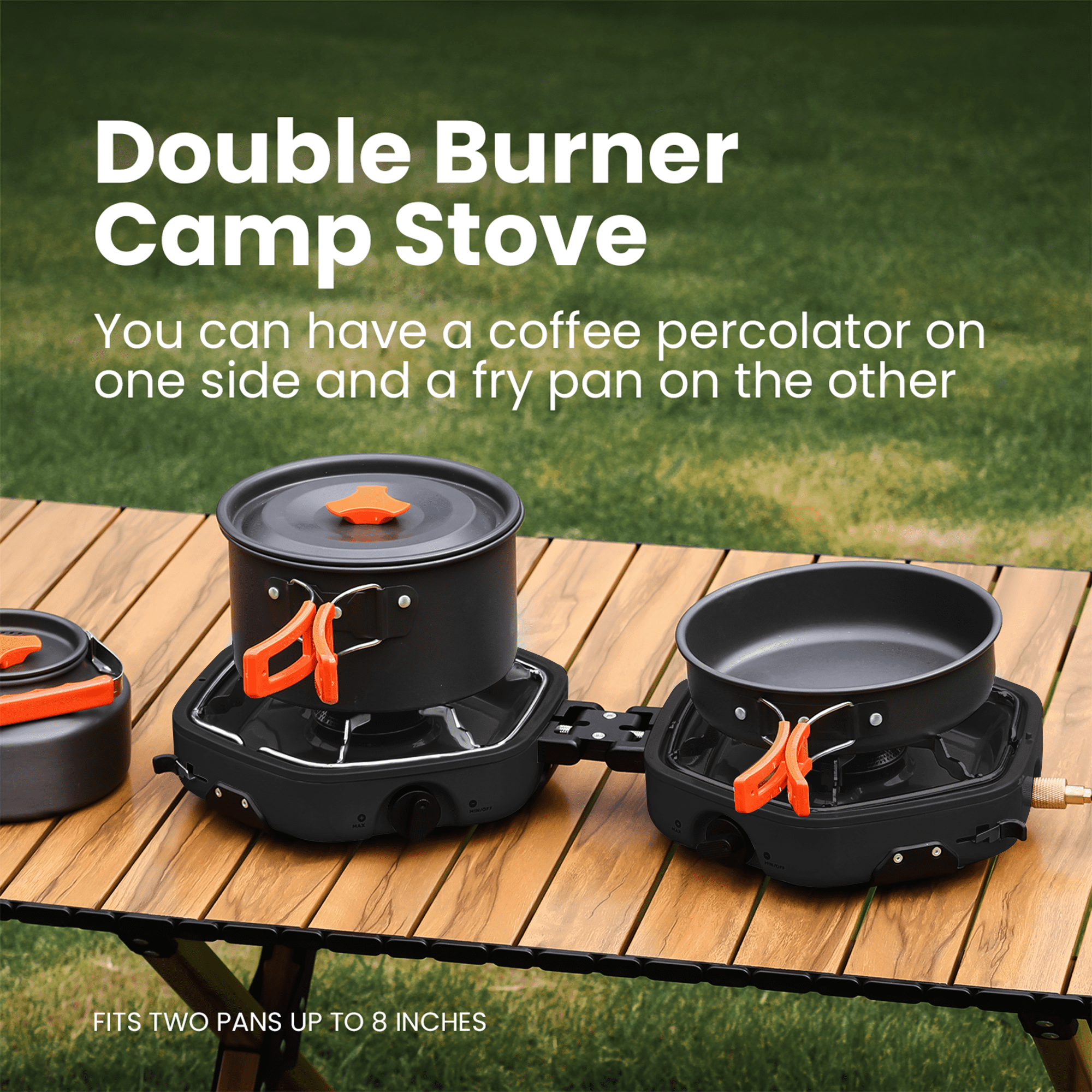 Cofiyard Black Propane 2 Burner Camping Stove with Bag, Portable Folding Gas Stove for Camp, 17,000 Btu Adjustable Burners