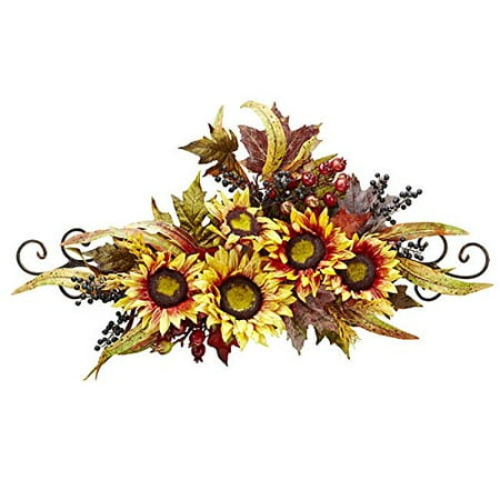 Sunflower Swag - Siam Circus Sunflower Swag w/ Metal Frame Silk Flower Arrangement