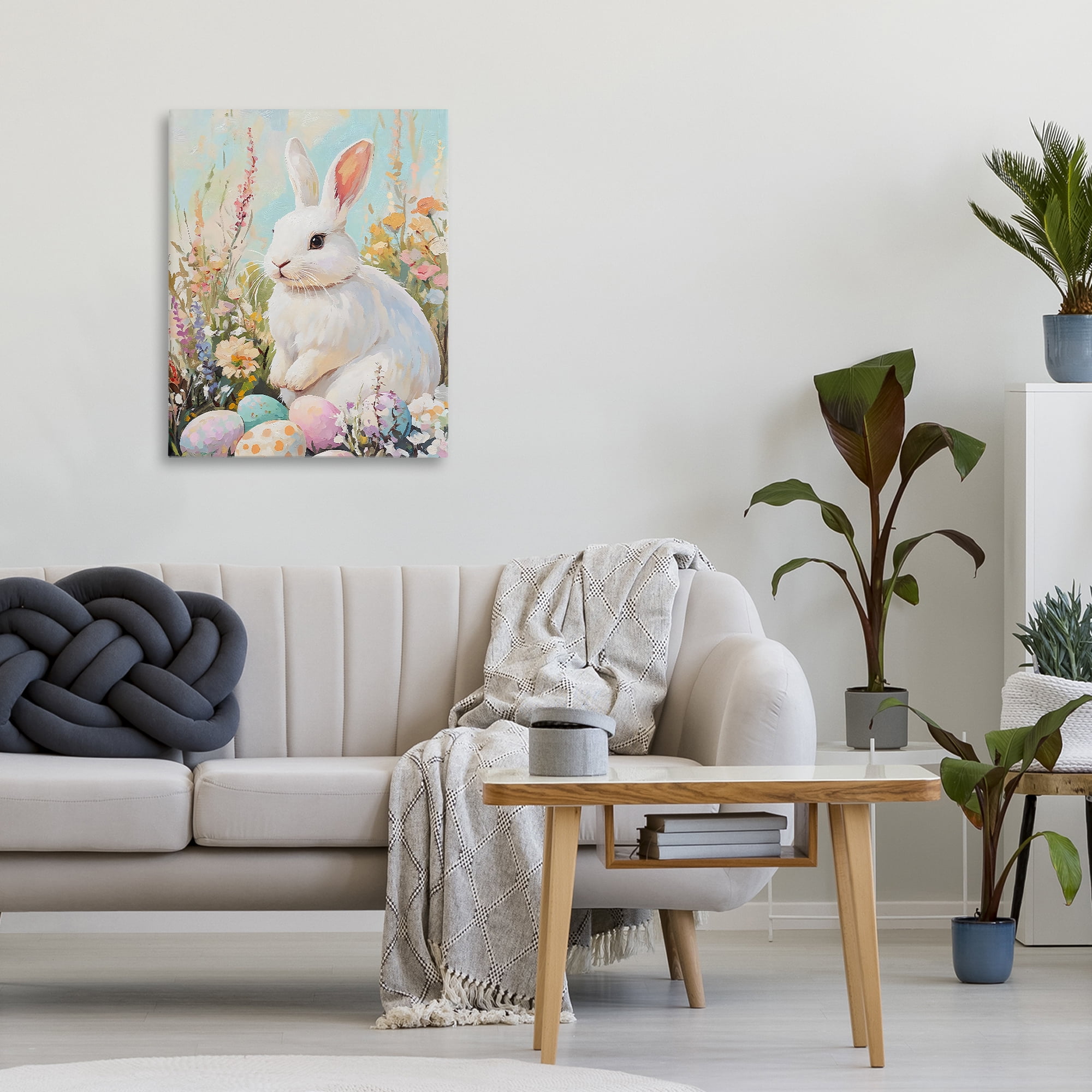 Stupell Industries White Easter Bunny in Wildflowers Canvas Wall Art, design by The Prints Vibe