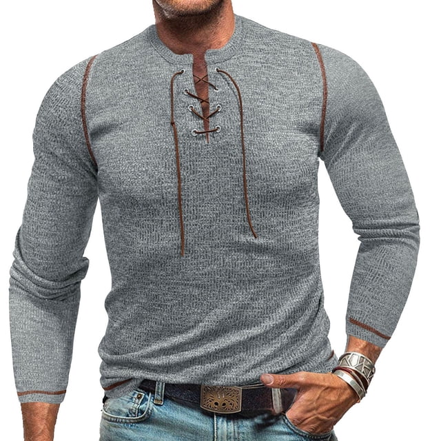 Gspmoly Mens Sweatshirt, Men'S Round Neck Long Sleeved Top Solid Color Base T-Shirt Top Rope Outdoor Men'S Long Sleeved Round Neck Top/Shirt Going Out Tops Holiday Deals
