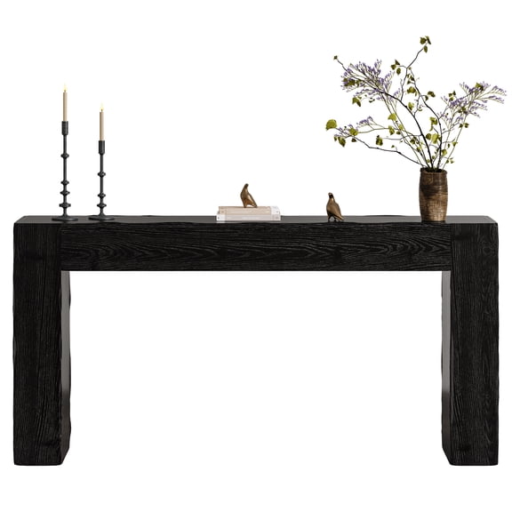 Tribesigns Solid Wood Console Table, 63-Inch Farmhouse Sofa Table Behind Couch for Entryway, Living Room, Foyer, Easy Assembly (Black)