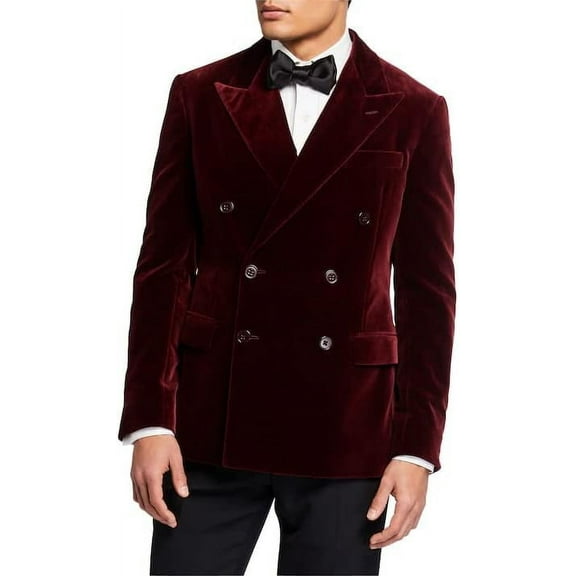 Men Maroon Double Breasted Slim Fit Wedding Blazer Cigar, Men Dinner Party Wear Blazer Jackets 