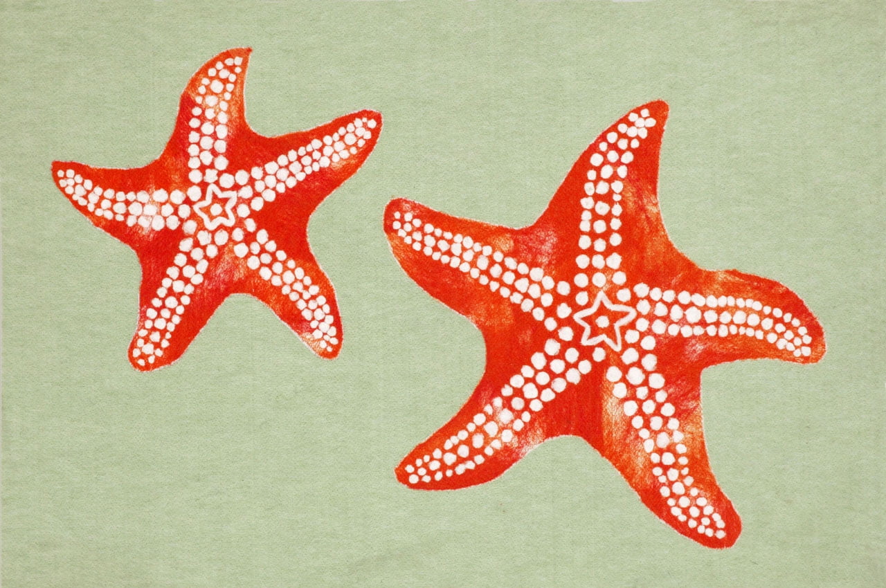Liora Manne Visions III Star Fish Indoor OutDoormat Green 20"X29.5" by Trans-Ocean Import Co., Inc.