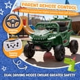 thumbnail image 4 of 12V Dinosaur Kids Ride On Car, 2 Seater Power Ride On Toy for Kids with Remote Control, Bluetooth, USB, 4 Wheel Suspension, Dinosaur Electric Toy Car for Boys and Girls Ages 2-4, Green, 4 of 8