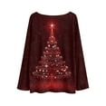 thumbnail image 5 of Women's Round Neck Lightweight Sweater Casual Long Sleeve Christmas Print Knit Pullover for Fall and Winter, Cozy and Festive, Ideal as Christmas Sweaters for Women and Christmas Gifts,Red,Size 2XL, 5 of 5