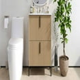 thumbnail image 5 of YYAo Bathroom Storage Vanity, Floor Cabinet,30" Bathroom Vanity with Ceramic Sink and Full-Extension Drawers, Fluted Design, Natural, 5 of 13