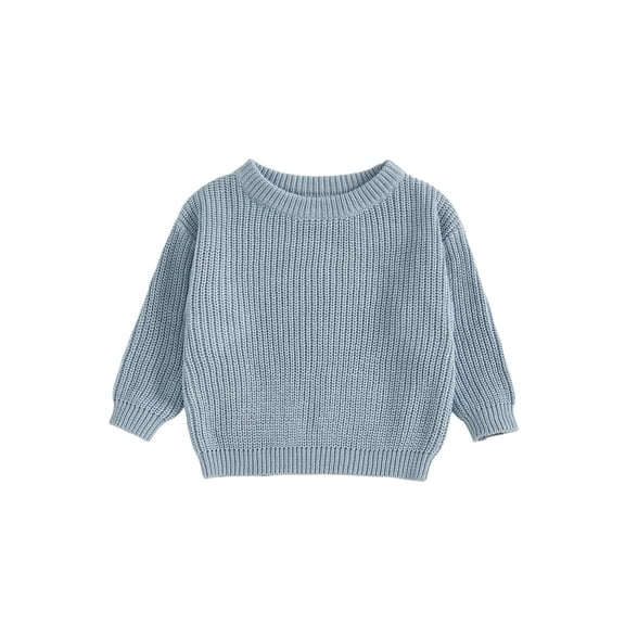 Miaouyo Kids Baby Boys Girls Knit Fall Sweater 0 3 6 9 12 18 24 Months 2T 3T 4T 5T Fashionable Versatile Solid Color Crew Neck Long Sleeve Tops