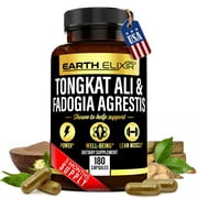 Earth Elixir Fadogia Agrestis 600mg and Tongkat Ali 500mg Supplements (180 Capsules) - Made in USA - 3 Month Supply  Long Jack Nootropics - Fadogia Agrestis and Tongkat Ali for men