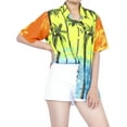 thumbnail image 4 of LA LEELA Women's Casual Beach Hawaiian Blouse Shirt Cute Blouses Button Up Short Sleeve Dress Tops Tee Shirts Tank Top Women L Tall Branch, Orange, 4 of 6