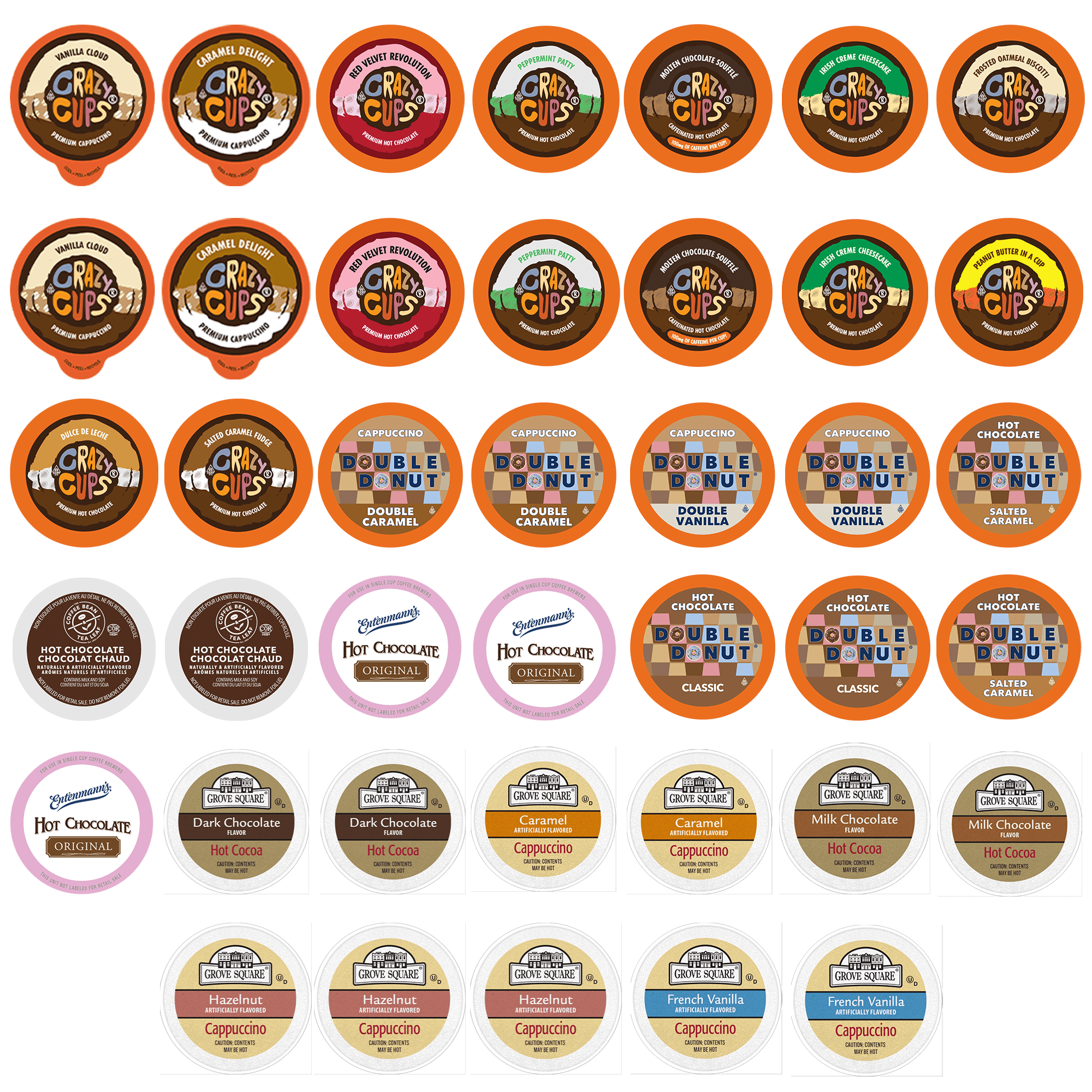 Perfect Samplers Hot Chocolate Single Serve Cups For Keurig K cup Brewers, Variety Pack Sampler, Cocoa, 40 Count