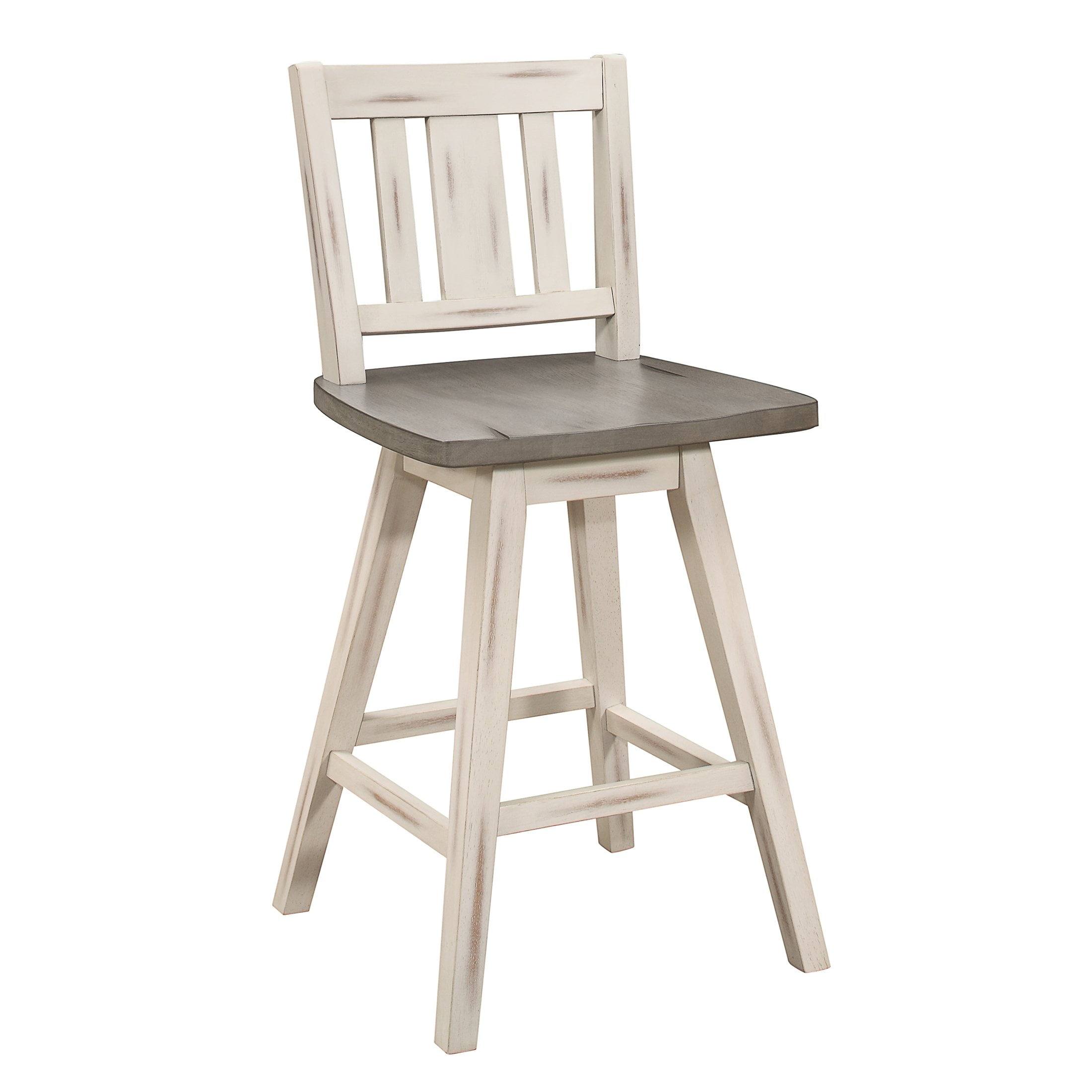 OakvillePark Roscoe Swivel Counter Height Barstool (Set of 2), White/Gray