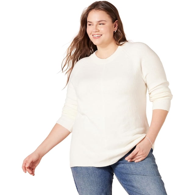 walmart Essentials Chandail à Col Rond à Manches Longues pour Femmes, Coupe Classique, Toucher Doux