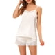 thumbnail image 1 of Conjuntos de pijama de satén para mujer INSPIRE CHIC con tirantes de encaje y pantalones cortos, 2 piezas, conjuntos de lounge de seda, XL, blanco, 1 of 6