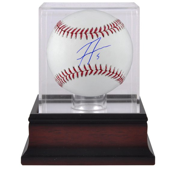 Freddie Freeman Atlanta Braves Autographed Baseball and Mahogany Baseball Display Case