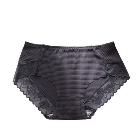 

Dtydtpe underwear women Women Ice Silk Seamless Panties Mid Waist Breathable Thin Ice Silk Jacquard Lace Briefs Purple