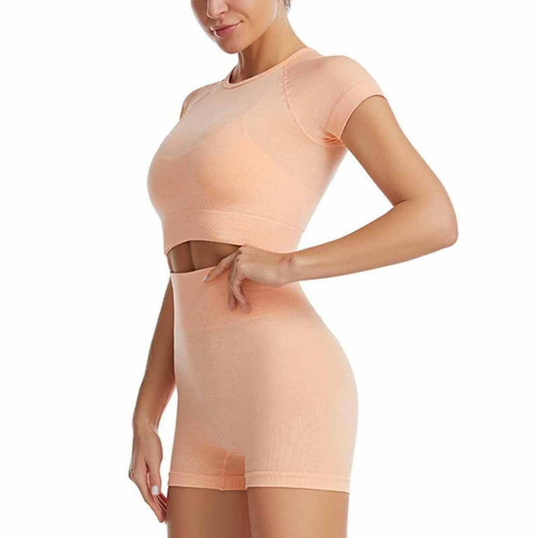 Women Summer 2Piece Set Crop Top and Shorts Bodycon Outfit Short Yoga Sport  suit