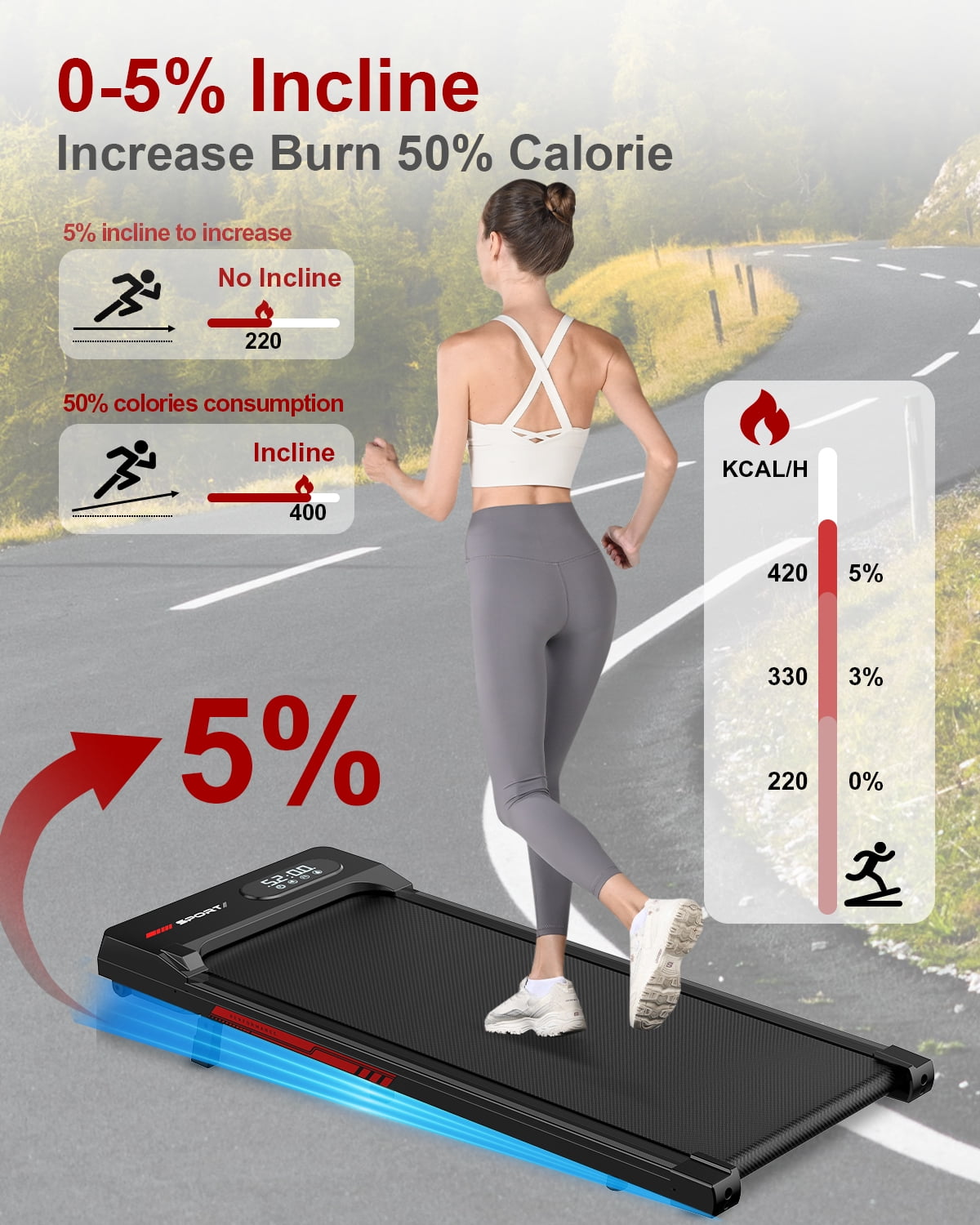 2 in 1 Portable Treadmill, 2.5HP Walking Pad Treadmill for Home , Under Desk Treadmill Max Capacity 300 lbs,Black