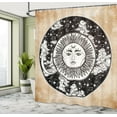 thumbnail image 5 of Ambesonne Tribal Shower Curtain, Sun Face Moon, 69"Wx84"L, Black White Cream, 5 of 5
