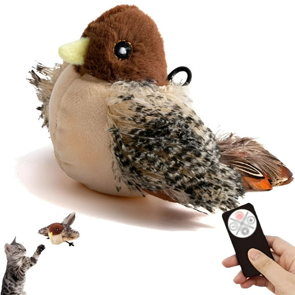 BESTSKY Interactive Chirping Bird Cat Toy,Catnamic Toy Automatic Chirping Flying Bird Cat Toy,Flapping Bird Cat Toy with Feather Tail,Chirping Bird Cat Toy Flapping Wings with Melody Chaser